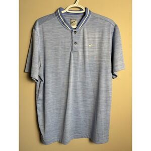 Callaway Mens Opti-Dri Blue Space Dye Golf 2 Snap Henley Shirt M Preppy Sporty